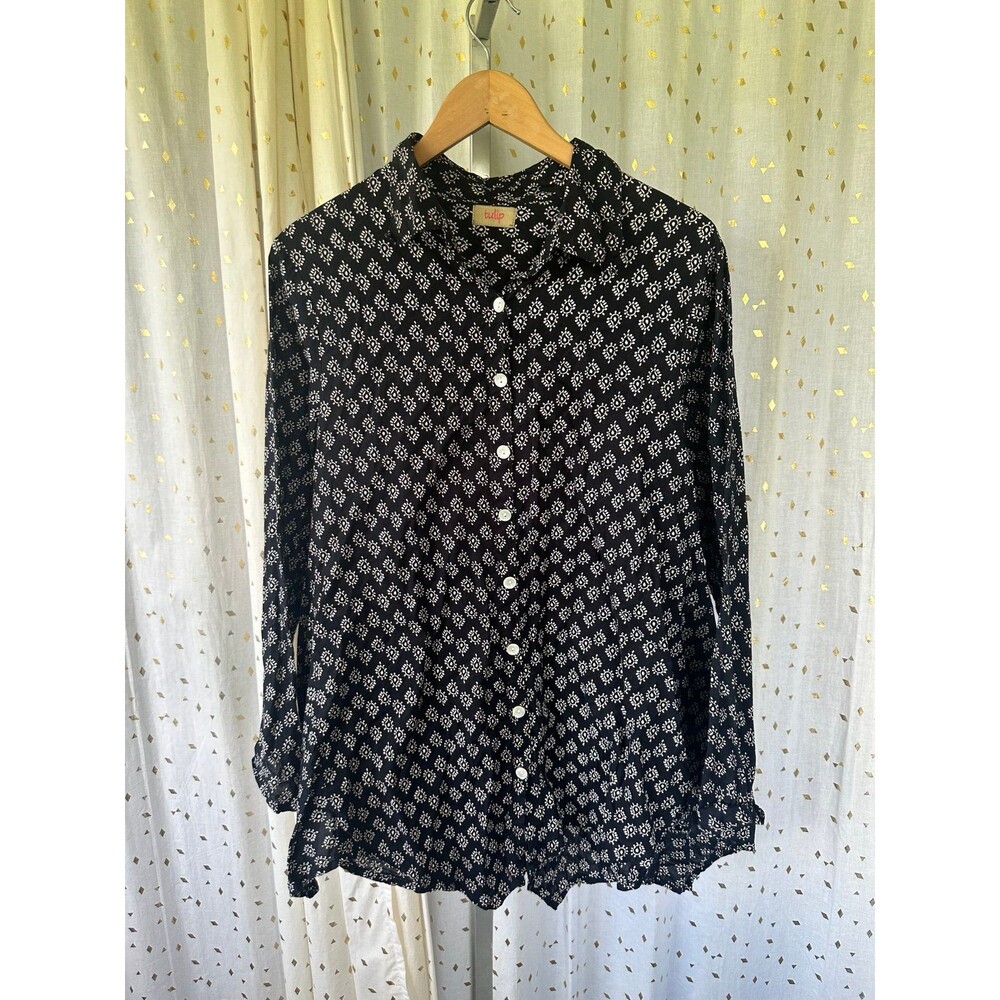 Tulip 100% Cotton Handkerchief Hem Logan Lagenlook  Peasant Tunic Shirt M